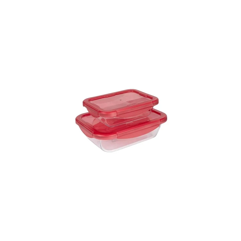 Pyrex Cook Go Set, 2 Glass Bowls with Lids, 0,8L and 1,7L