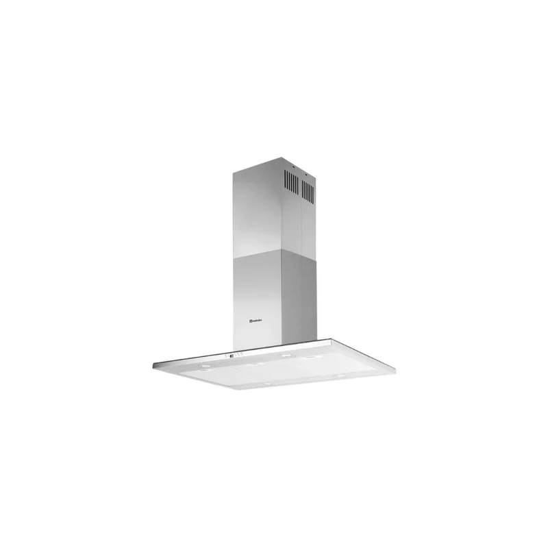 Meireles 90cm Stainless Steel and Black Glass Extractor Hood with 600m³/h Extraction Capacity