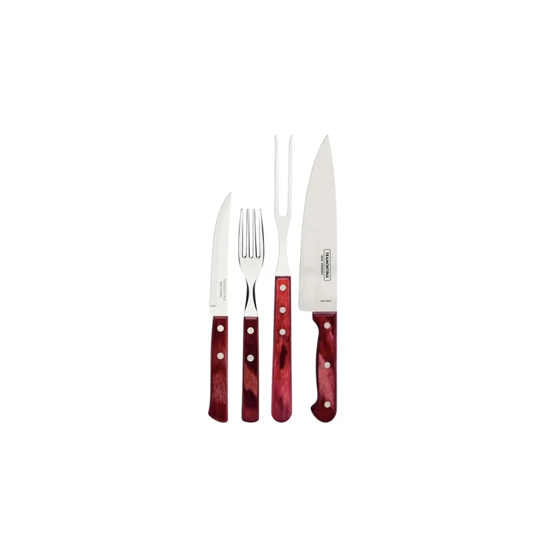 Tramontina Red BBQ Set, 14 Pieces, Stainless Steel