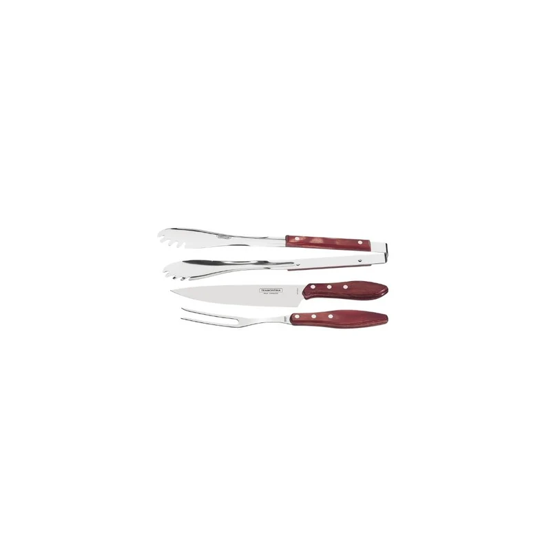 Tramontina Red 3-Piece Steel BBQ Set