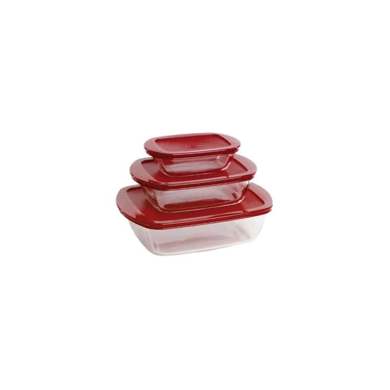 Pyrex Cook Store Set of 3 Rectangular Bowls with Lids