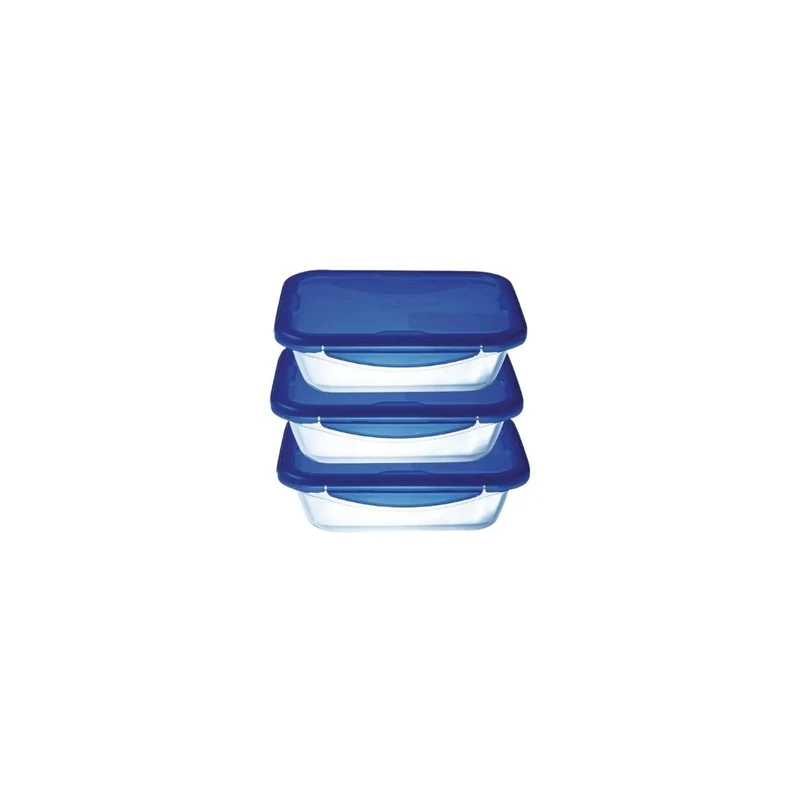 Cook Go Set of 3 Pyrex Glass Containers 0,8L
