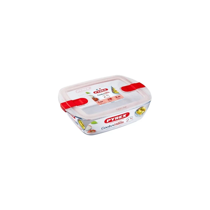 Rectangular Pyrex Glass Bowl 20x15 cm with Lid