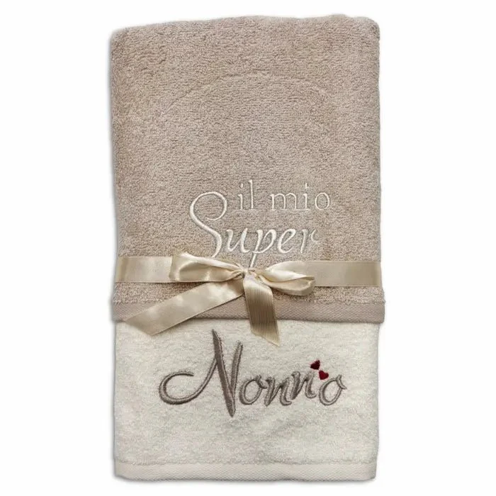 Coppia Asciugamani Il mio Super Nonno (viso + ospite) online