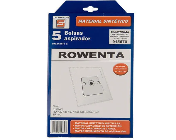 SACO PARA ASPIRADOR SINTÉTICO ROWENTA 5 UN.
