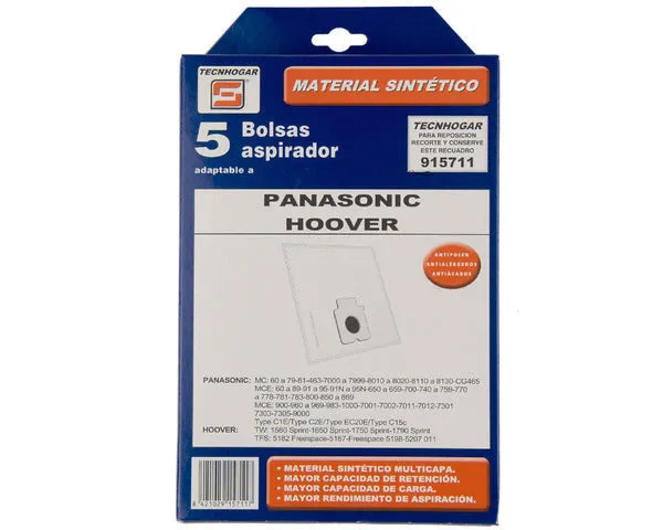 SACO PARA ASPIRADOR SINTÉTICO PANASONIC 5 UN.