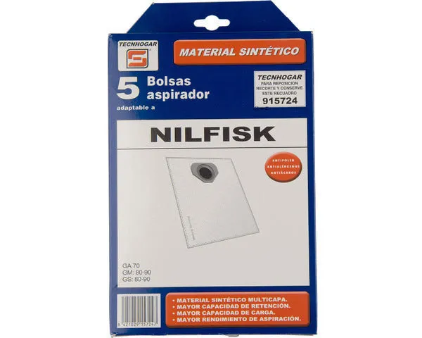 SACO PARA ASPIRADOR SINTÉTICO NILFISK 5 UN.