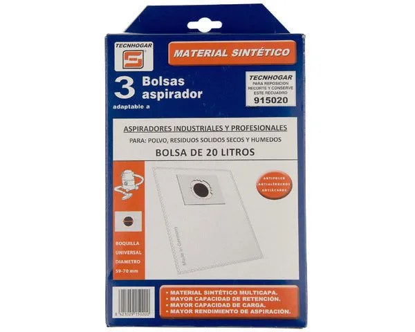 SACO PARA ASPIRADOR SINTÉTICO 20L. INDUSTRIAL