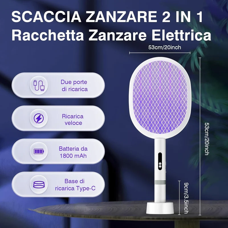 Racchetta Elettrica Antizanzare 4000V – Sicura, Potente e Portatile