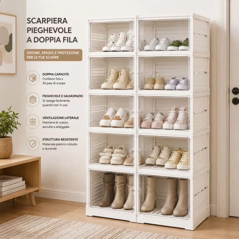 Scarpiera DOPPIA Pieghevole Salvaspazio Senza Montaggio