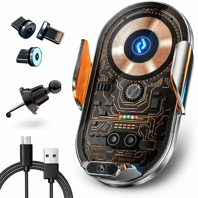 Supporto telefono auto con caricabatterie wireless – Sicuro e Magnetico