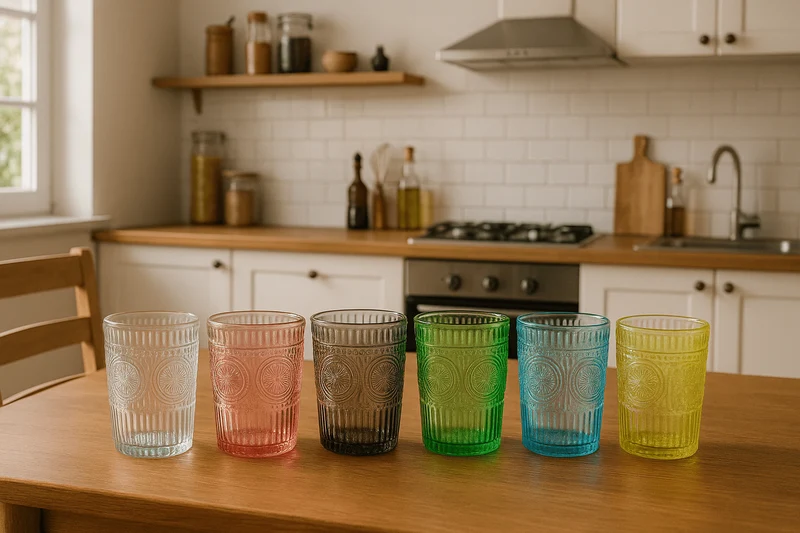 Set 6 Bicchieri in Vetro Colorato - Eleganza per la Tua Tavola