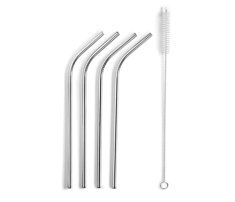 Conjunto de 4 palhinhas + escova LACOR Inox 63131