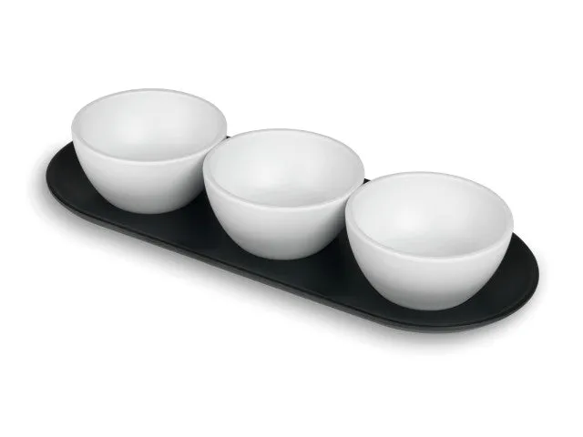 Bandeja LACOR com 3 taças Pretas 63403