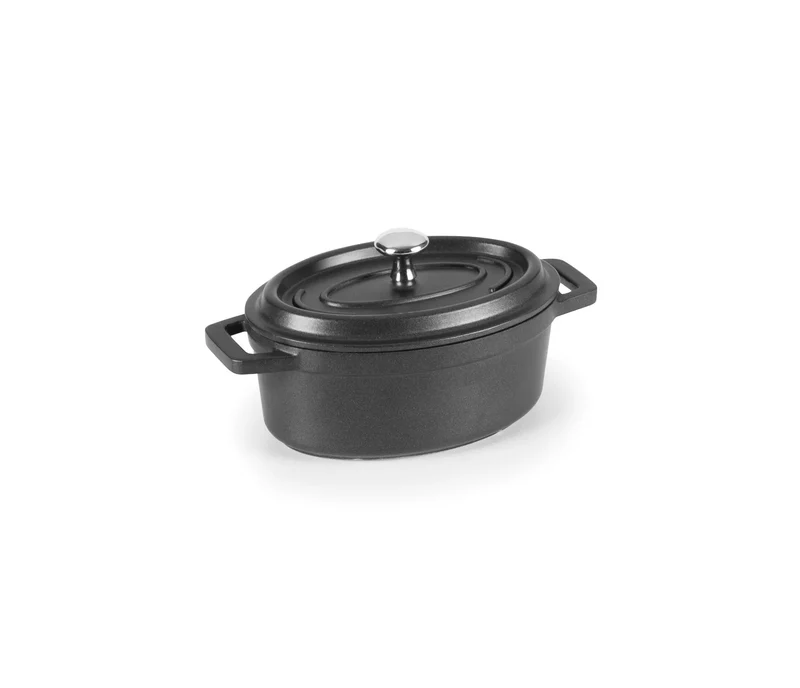 LACOR Panela oval com tampa preta Mini Cocotte 25912
