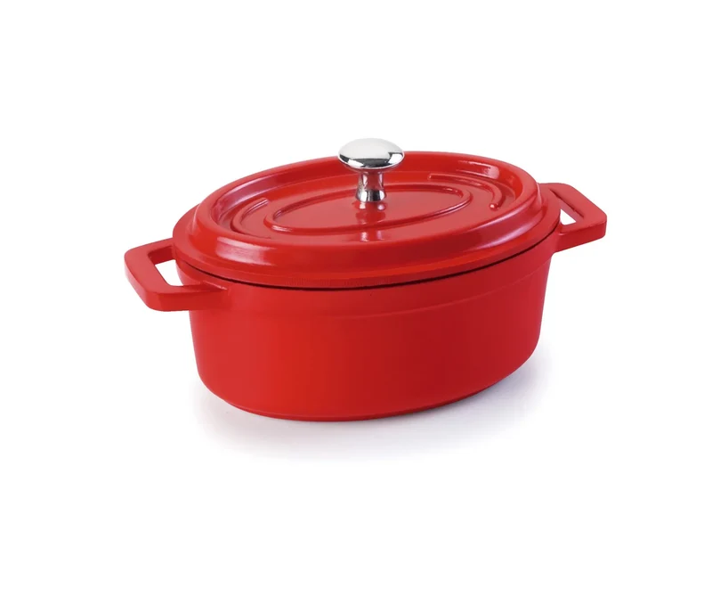 LACOR Panela oval com tampa vermelha Mini Cocotte 25911