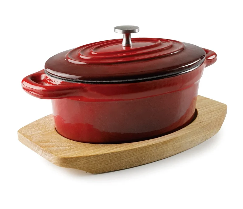 Mini caçarola oval LACOR com tampa vermelha Magma 25857