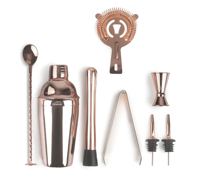 Conjunto de utensílios de bar em aço inoxidável e cobre LACOR 62182
