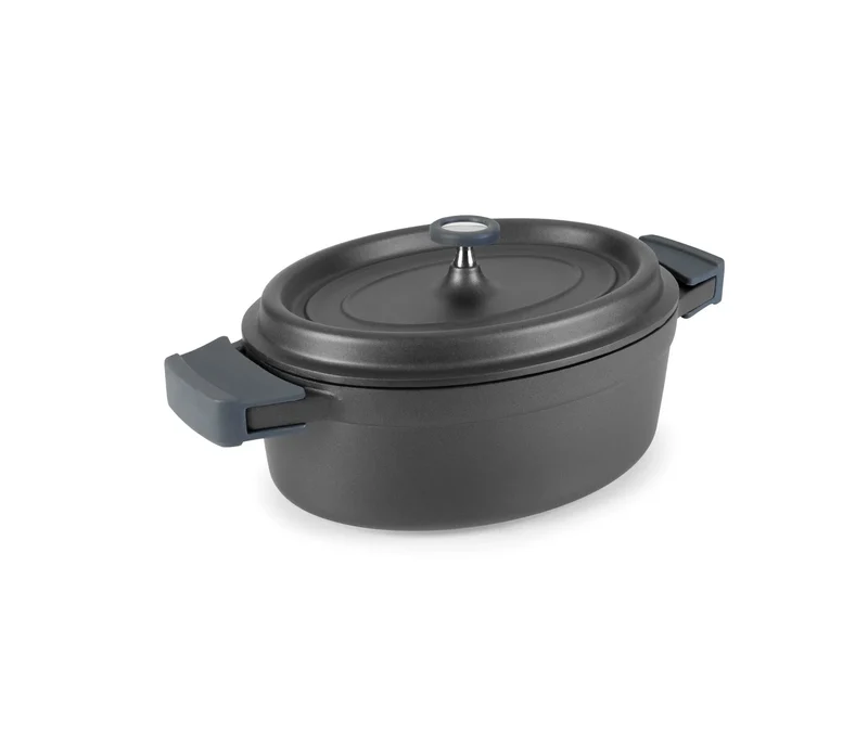LACOR Panela oval com tampa preta Cocotte 25933