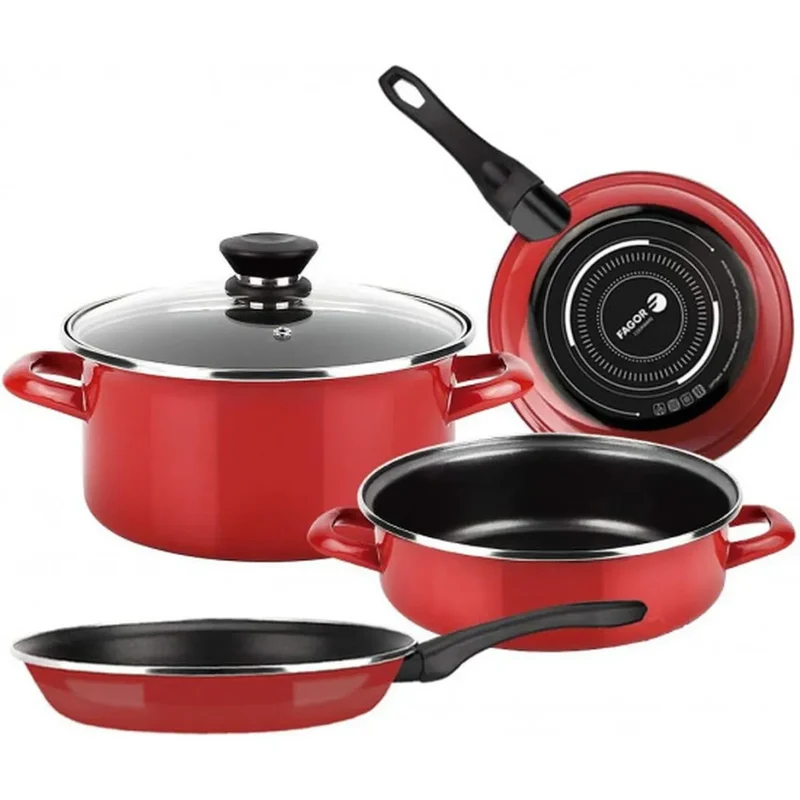 Bateria FAGOR MAXIMA Vermelha 4 Peças + Tampa Ø24