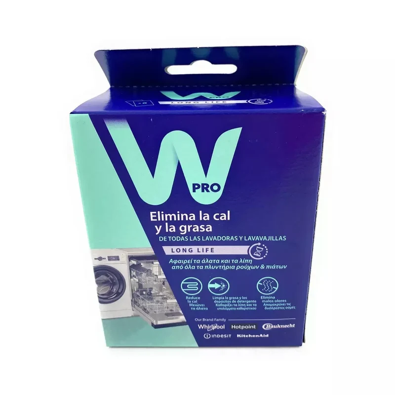 Descalcificante e limpador para máquina de lavar roupa e máquina de lavar loiça Whirlpool Wpro 6 unidades