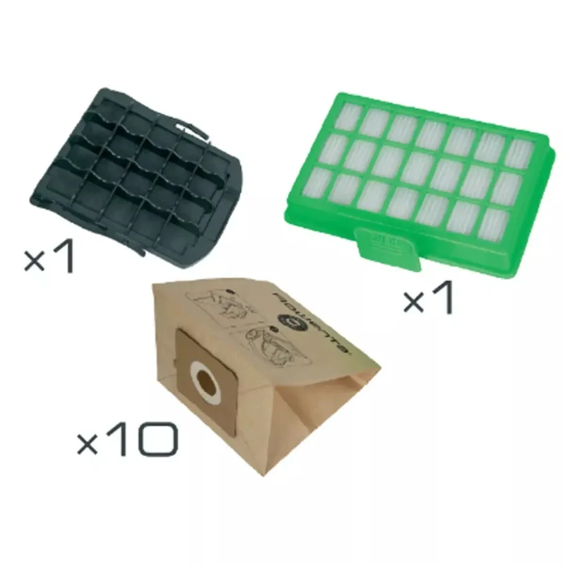 10 sacos de papel + 1 filtro de alta filtração + 1 filtro de entrada de ar aspirador Rowenta Power Space ZR007001