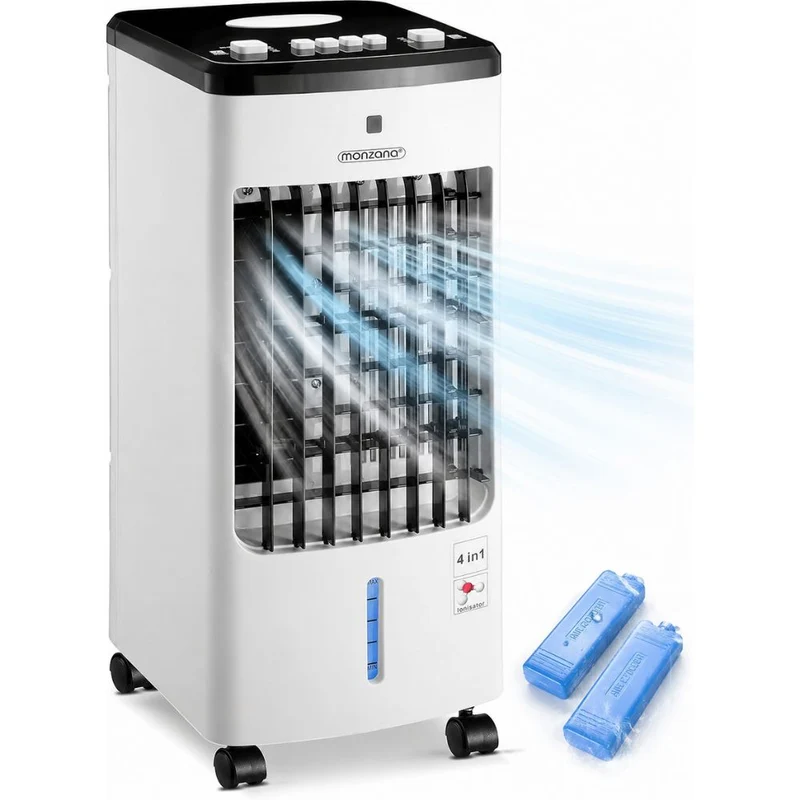 Climatizzatore Portatile 3 in 1 Cecaro Group – Ventilatore, Raffrescatore e Deumidificatore con Serbatoio 5L – 3 Velocità, Oscillazione Automatica, 50W, con 2 Panetti di Ghiaccio Inclusi