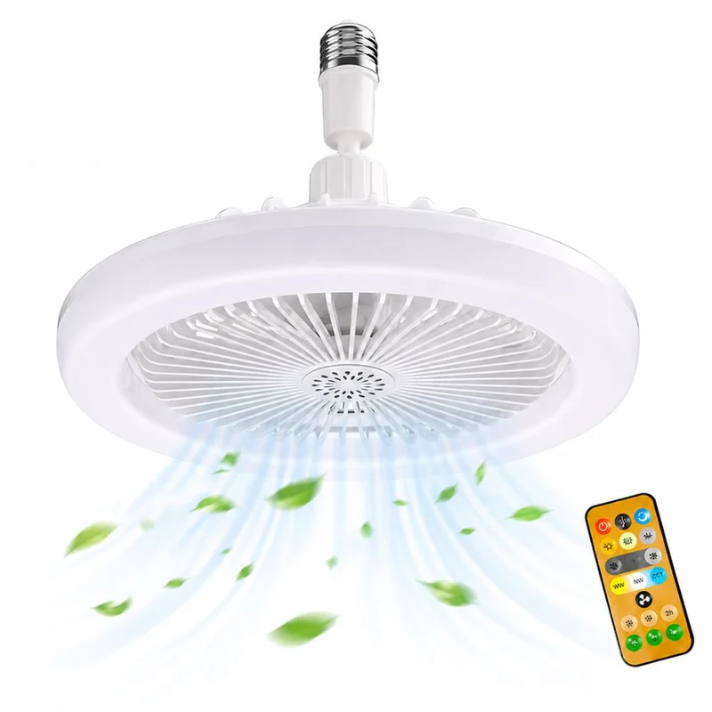 Cecaro Group - Lampada Ventilatore LED da Soffitto E27 con Telecomando