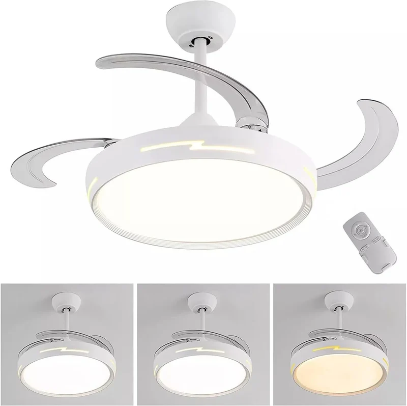 Cecaro Group - Ventilatore da Soffitto con Luce 72W Pale a Scomparsa