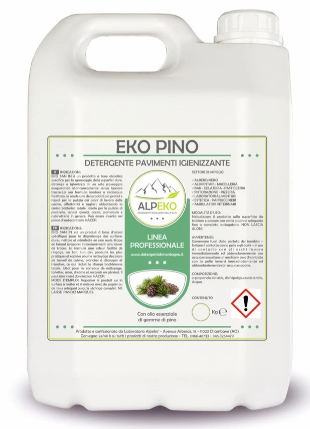 Eko Pino lt.5 Detergente igienizzante per pavimenti con olio essenziale di pino Alpeko