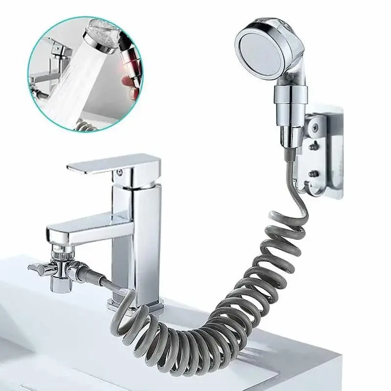 Set Soffione Doccetta per Lavandino con Tubo a Spirale da bagno e cucina