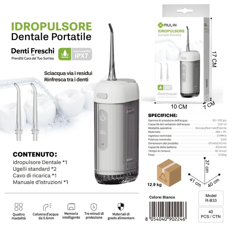 🦷💧 Idropulsore Dentale Portatile Mulin