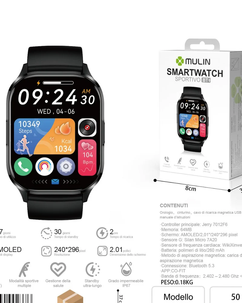 ⏱️ Smartwatch Sportivo Mulin HK21