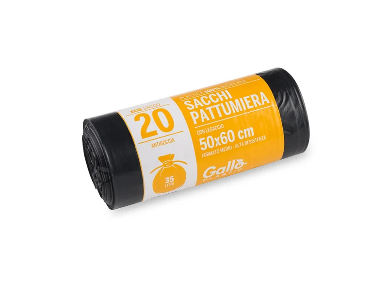 SACCHI NERI 50X60 ROTOLO 20 PEZZI 35 LITRI GALLO PLASTIC