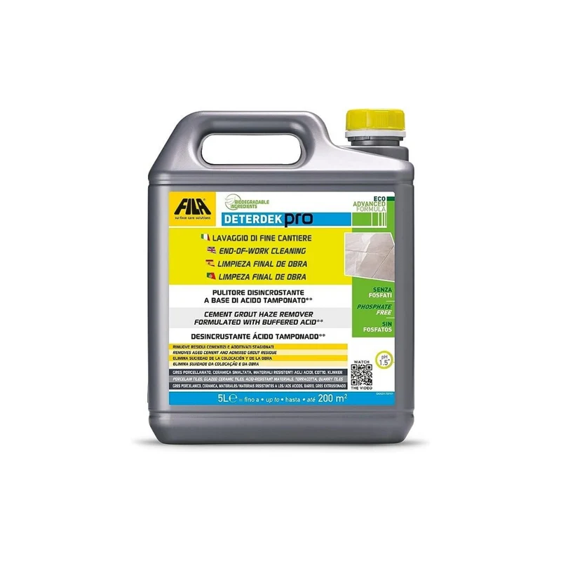 Fila - 4 pezzi x Deterdek Pro lt.5 detergente per pulizia fine cantiere