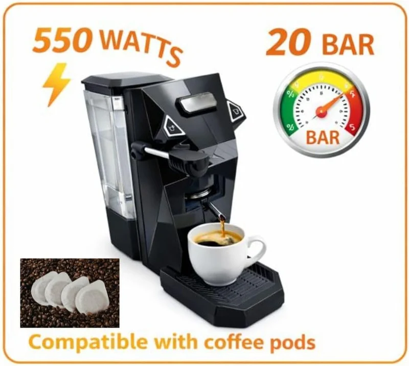 Cecaro Group - Macchina da Caffè a Cialde 550W 20 Bar Serbatoio 1L
