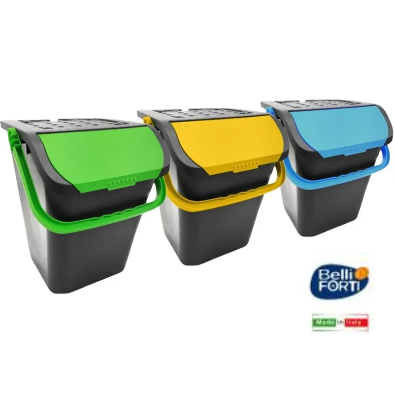 Belli e Forti Set 3 Tower Bin Pattumiere Differenziata 30 Litri