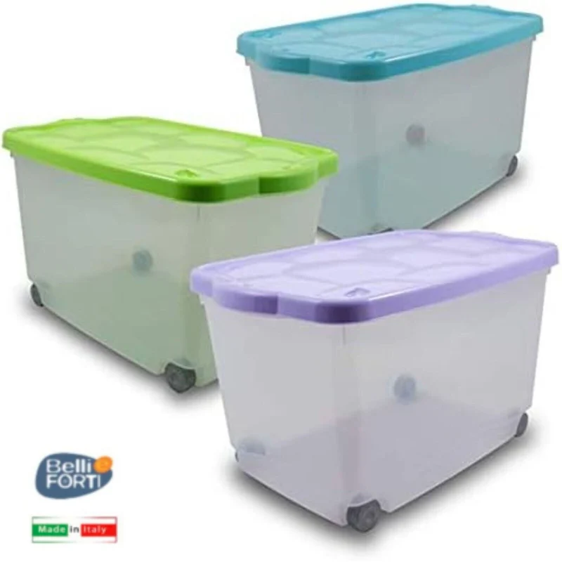 Belli e Forti Contenitore Storage Box 60x40x36 cm 60 Litri con Ruote