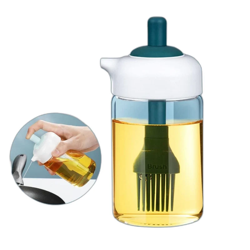 Cecaro Group - Bottiglia per Olio 230 ml in Vetro con Pennello in Silicone