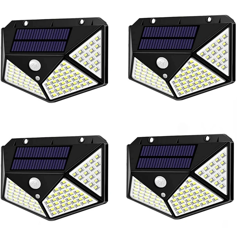Cecaro Group - Set 4 Lampade Solari da Parete per Esterni 100 LED con Sensore