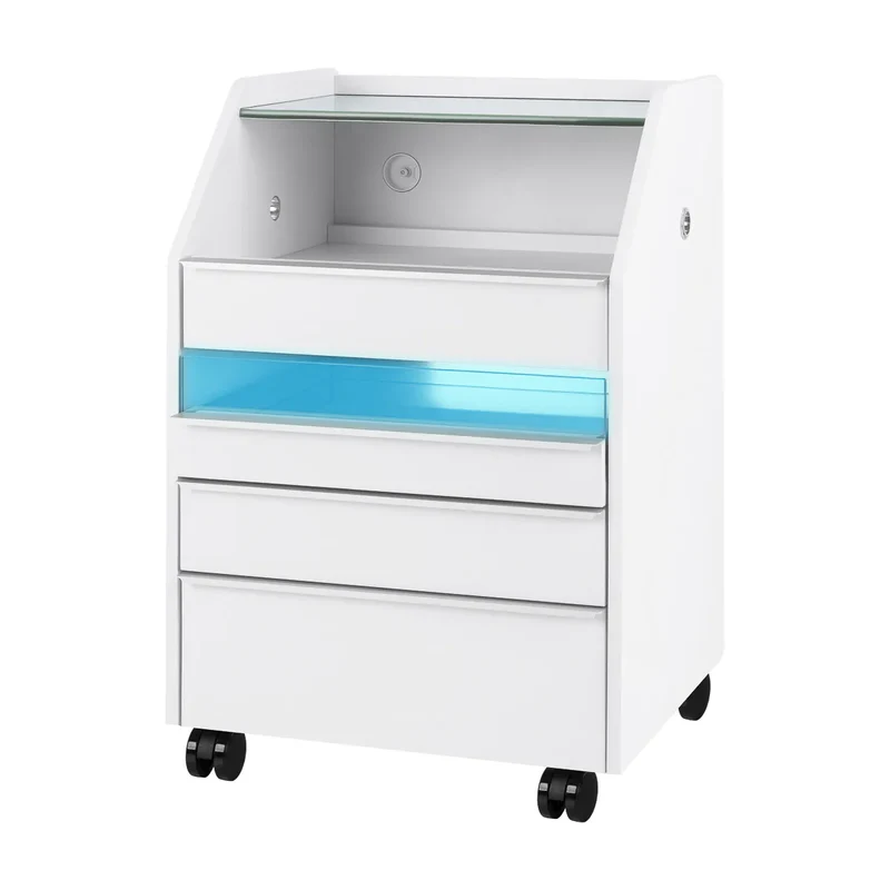 Carrello con Sterilizzatore UV e Ripiano in Vetro per Centro Estetico Podologia | 984 bianco