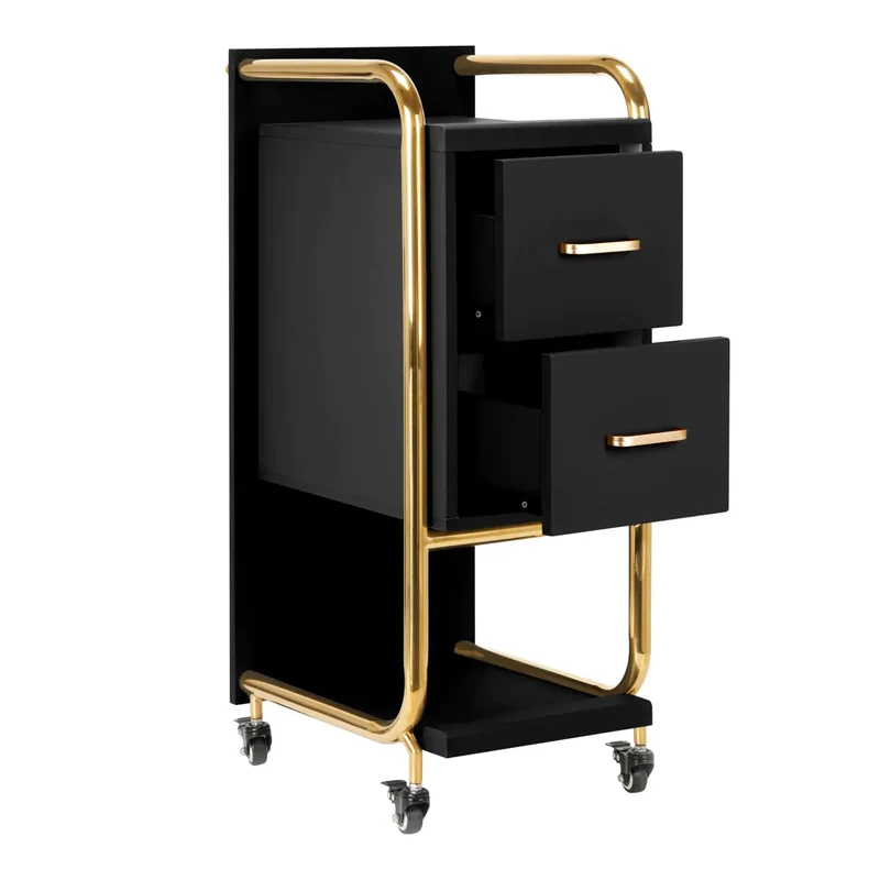 Carrello Parrucchiere Professionale con Cassetti Design Luxury | SOLO (Nero Oro)