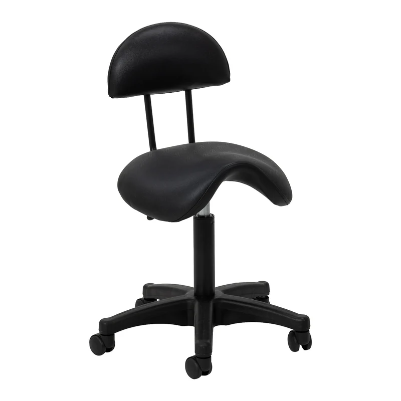Sgabello Ergonomico con Schienale e Rotelle | 6001 (Nero)