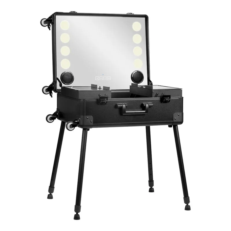 Stazione Trucco Portatile con Specchio LED e Speaker | PLUS (Nero)