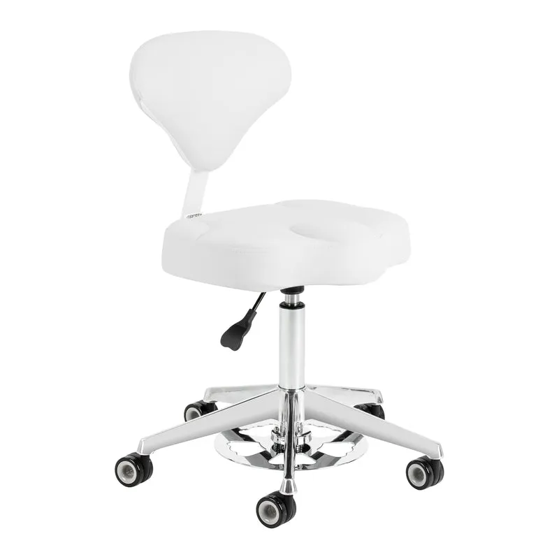 Sgabello Cosmetico Ergonomico con Sistema Bump-Up | 156-F (Bianco)
