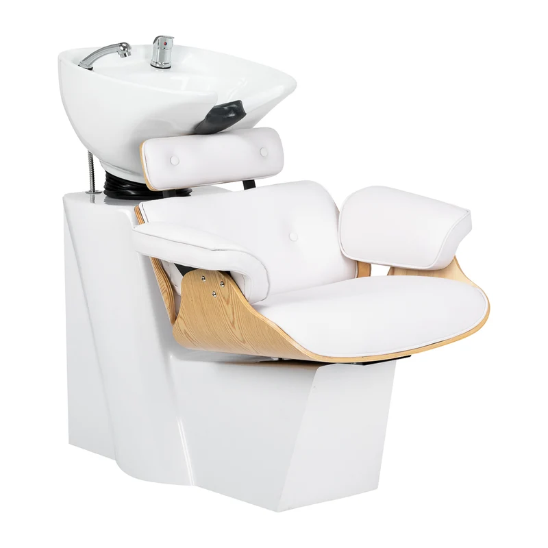 Lavatesta Professionale per Parrucchiere con Lavabo Ceramica | FLORENCJA (Bianco)