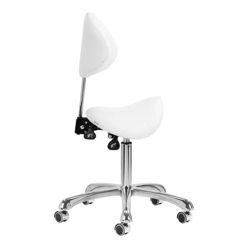 Sgabello Ergonomico con Schienale Regolabile per Estetica Studio Medico | 1004 Bianco