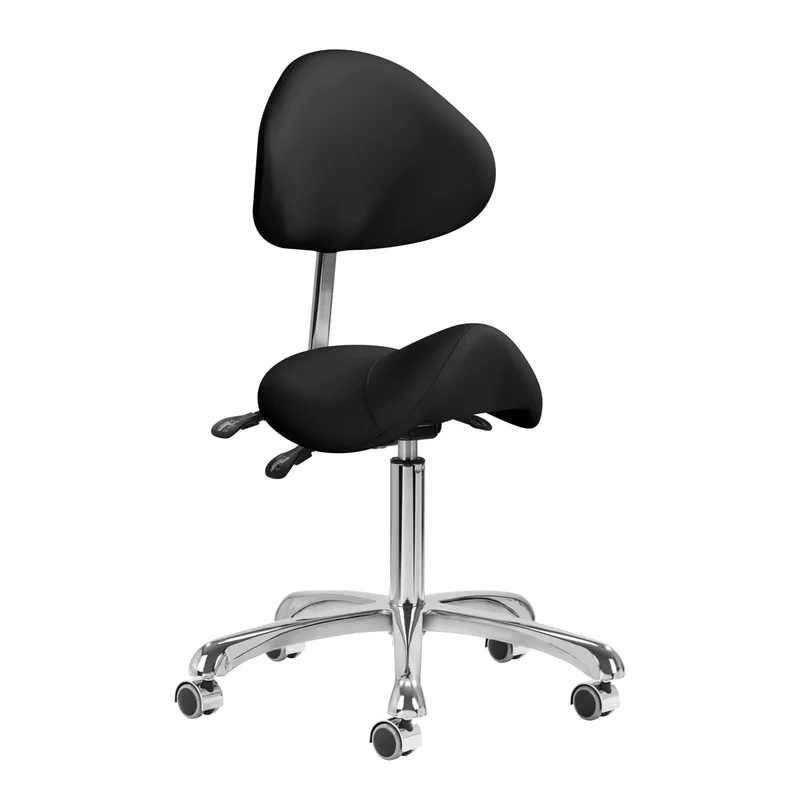 Sgabello Ergonomico con Schienale Regolabile per Estetica Studio Tattoo | 1004 Nero