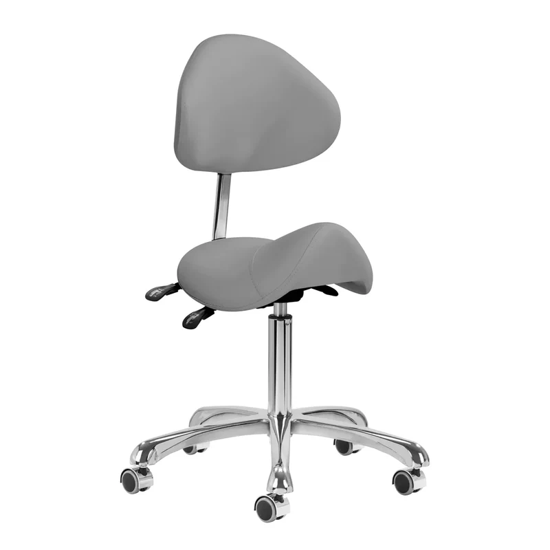 Sgabello Ergonomico con Schienale Regolabile per Estetica Studio Medico | 1004 Grigio
