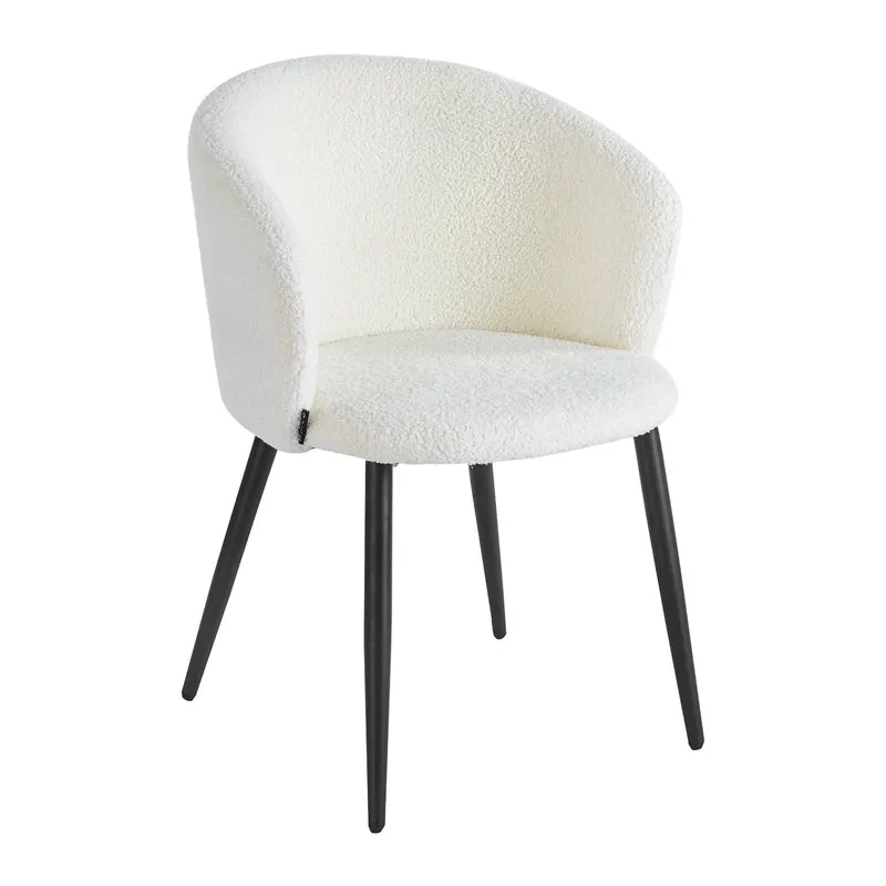 Sedia da Salone Elegante con Braccioli e Tessuto Sherpa | ASOLA (Bianco)